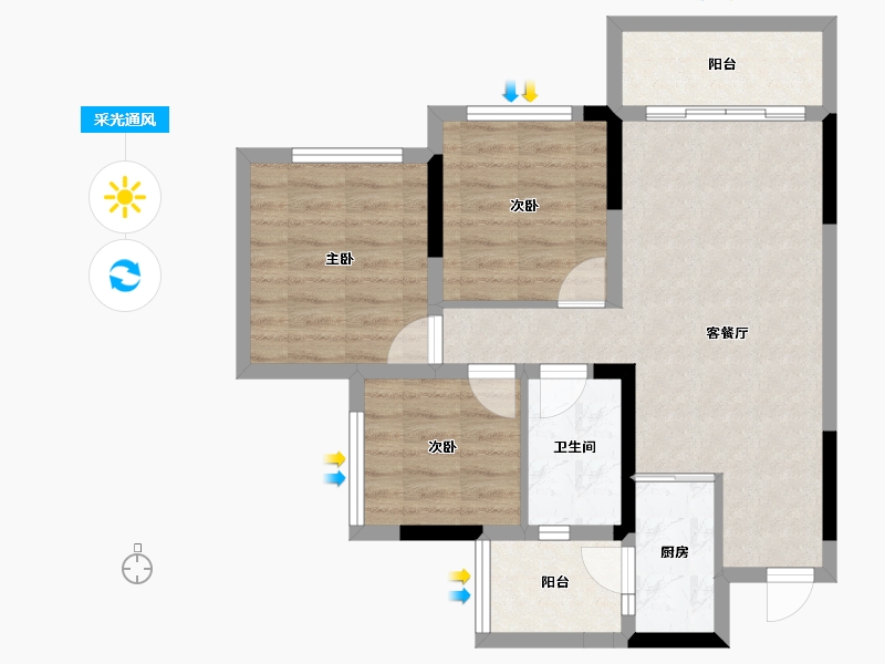 四川省-内江市-隆城锦翠三期博苑-66.21-户型库-采光通风