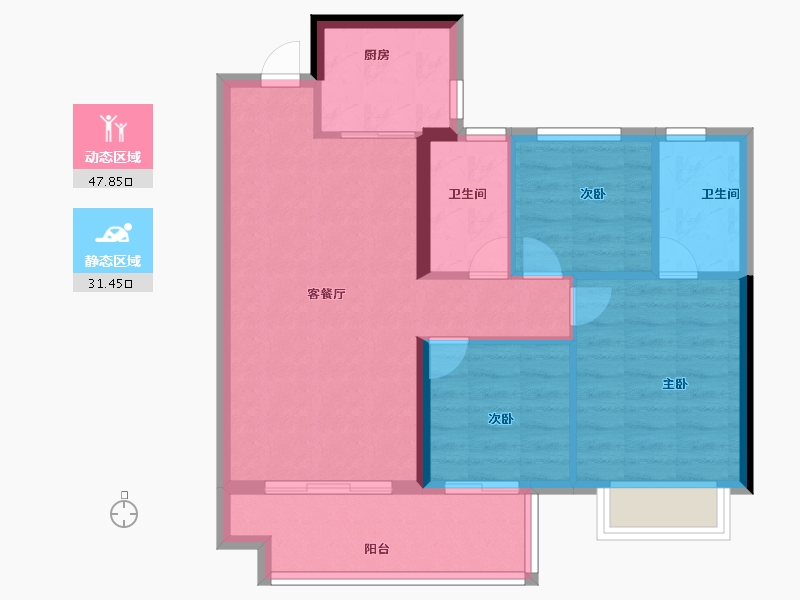 福建省-三明市-碧桂园壹号院-71.20-户型库-动静分区