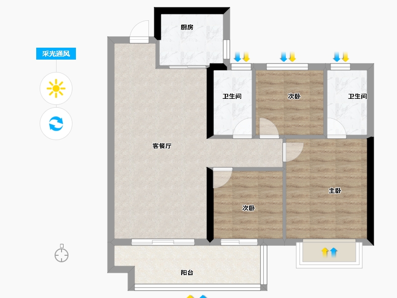 福建省-三明市-碧桂园壹号院-71.20-户型库-采光通风