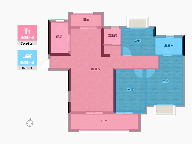 湖南省-郴州市-恒嘉月伴湾-86.28-户型库-动静分区