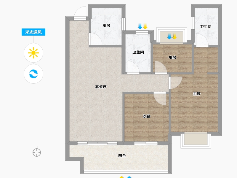 福建省-三明市-瑞泉景苑-80.00-户型库-采光通风