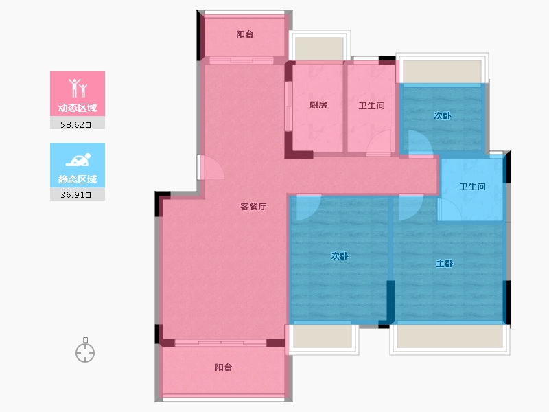 广东省-江门市-东方御璟苑-86.06-户型库-动静分区