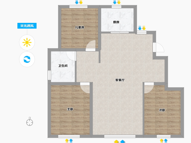 内蒙古自治区-赤峰市-中梁恒基星海明珠-84.01-户型库-采光通风