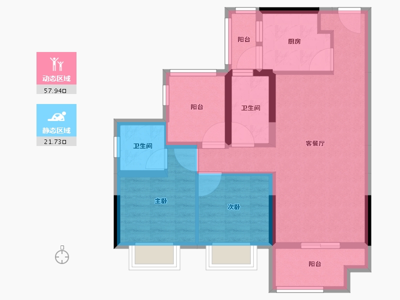 广东省-江门市-合生·云山帝景-69.93-户型库-动静分区