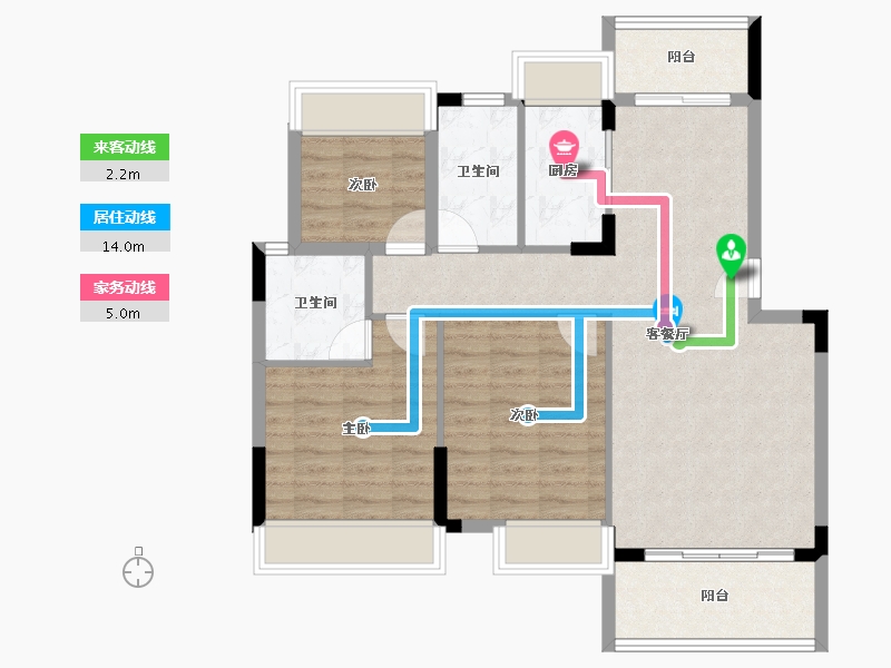 广东省-江门市-东方御璟苑-88.75-户型库-动静线