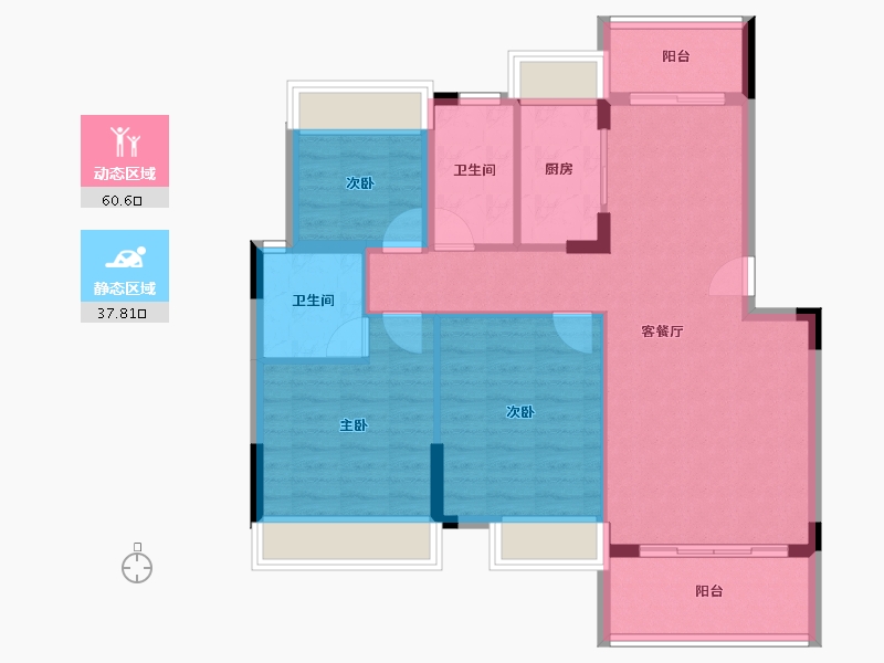 广东省-江门市-东方御璟苑-88.75-户型库-动静分区