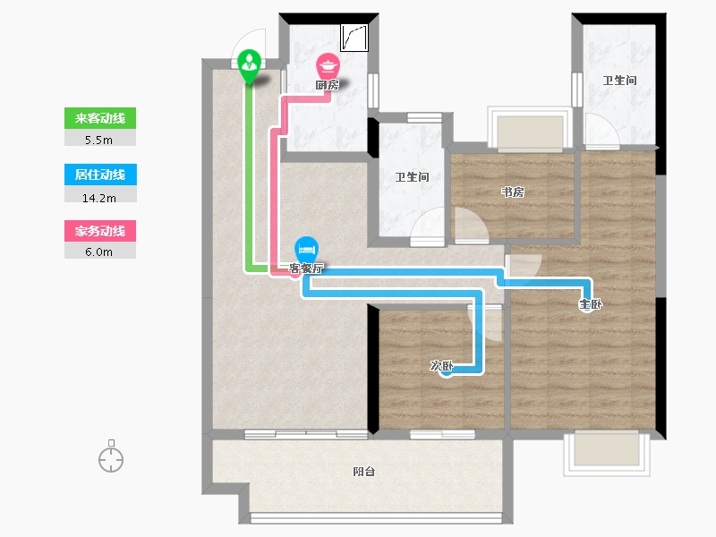 福建省-三明市-金澜湾三期-88.79-户型库-动静线