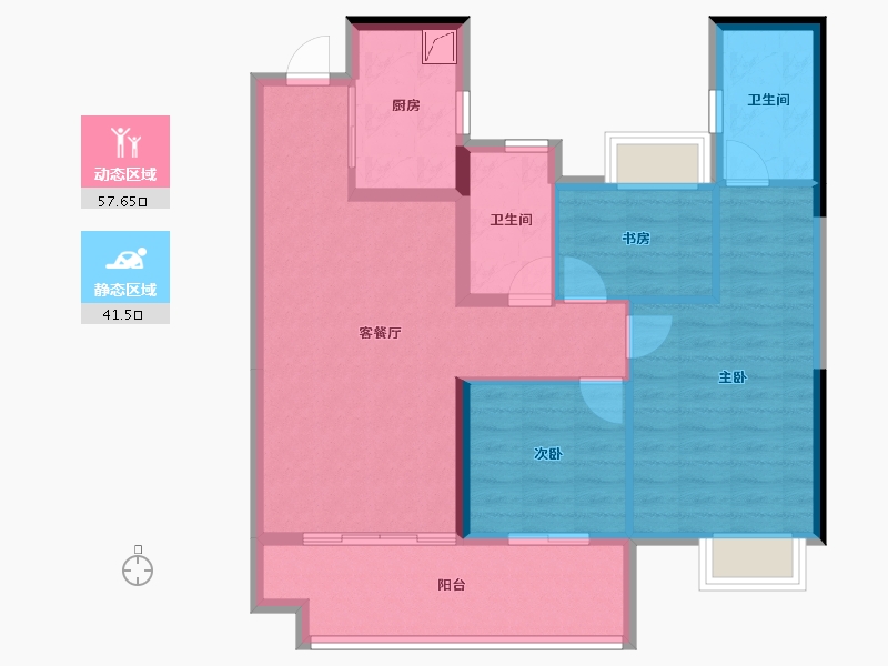 福建省-三明市-金澜湾三期-88.79-户型库-动静分区