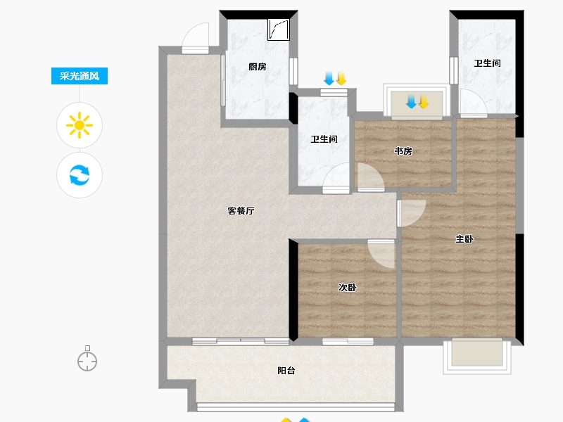 福建省-三明市-金澜湾三期-88.79-户型库-采光通风