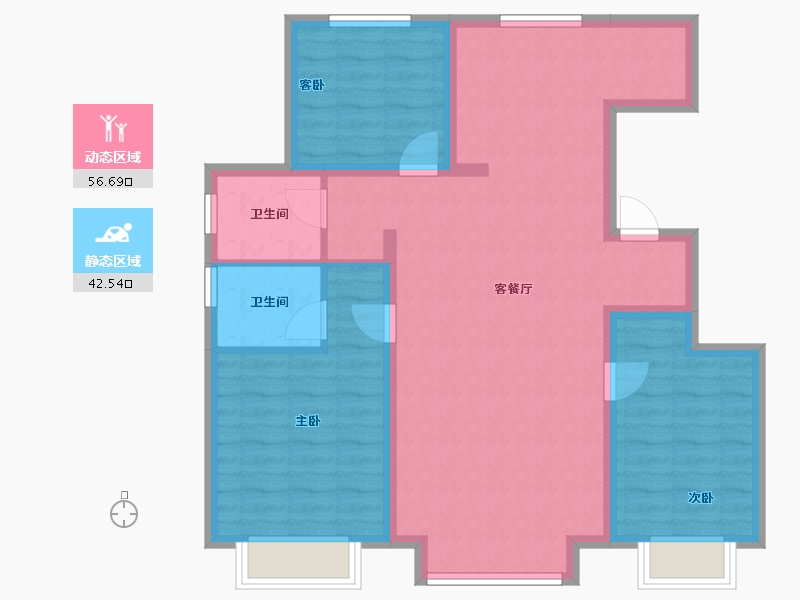 内蒙古自治区-赤峰市-都汇苑小区-88.97-户型库-动静分区