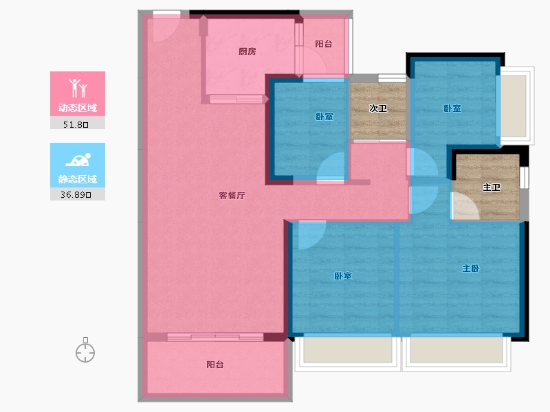 广东省-惠州市-碧桂园凤翔花园-85.01-户型库-动静分区