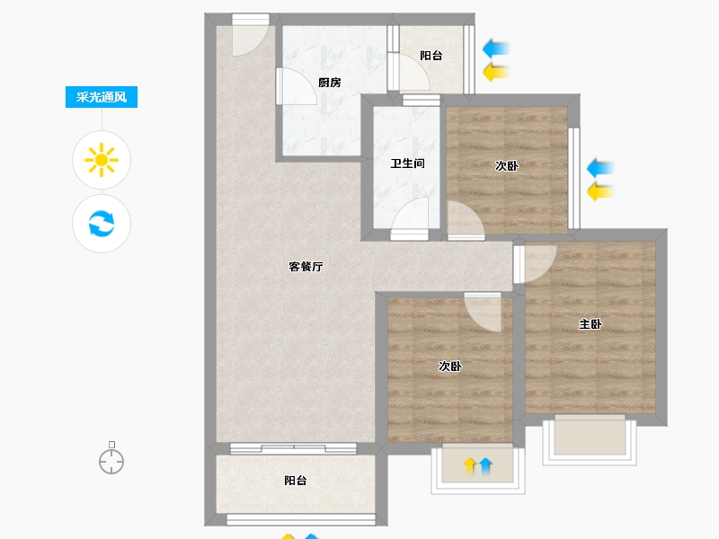 四川省-成都市-朗诗未来街区-68.44-户型库-采光通风