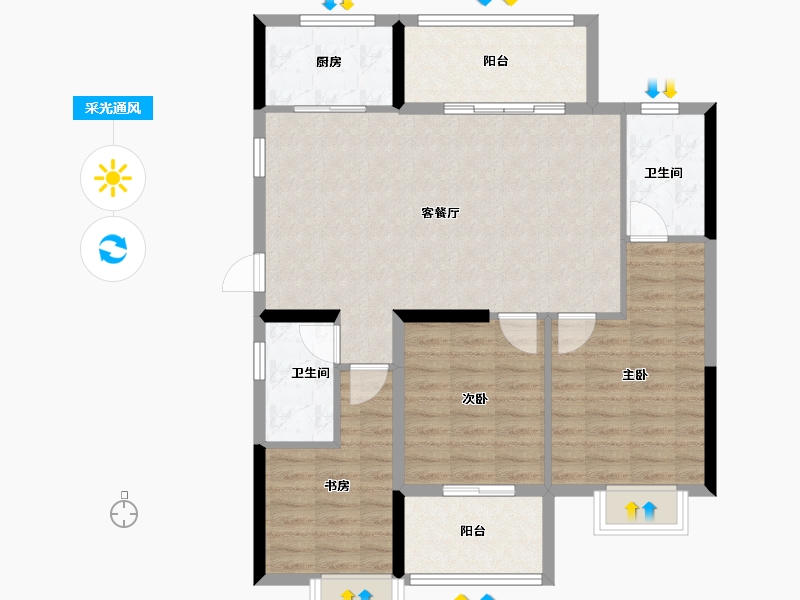 福建省-三明市-金澜湾三期-94.40-户型库-采光通风