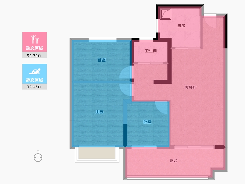 江苏省-盐城市-阜宁碧桂园双玺-76.00-户型库-动静分区