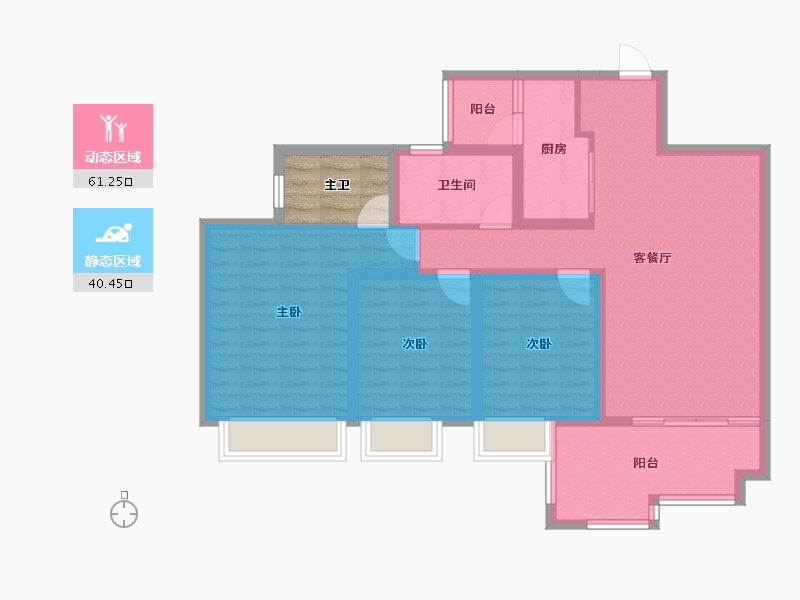 四川省-成都市-蓝光观岭雍锦半岛-94.70-户型库-动静分区