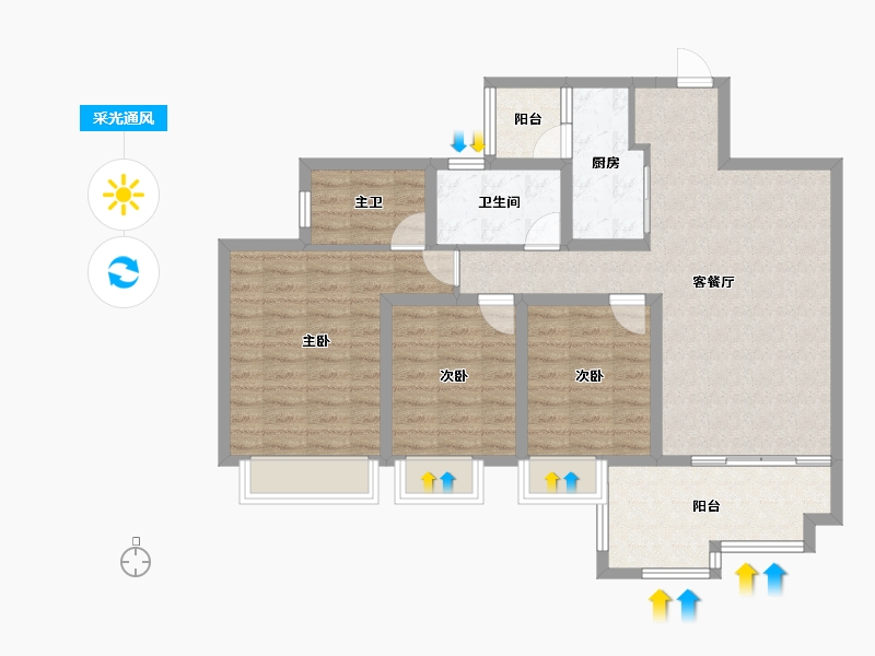 四川省-成都市-蓝光观岭雍锦半岛-94.70-户型库-采光通风