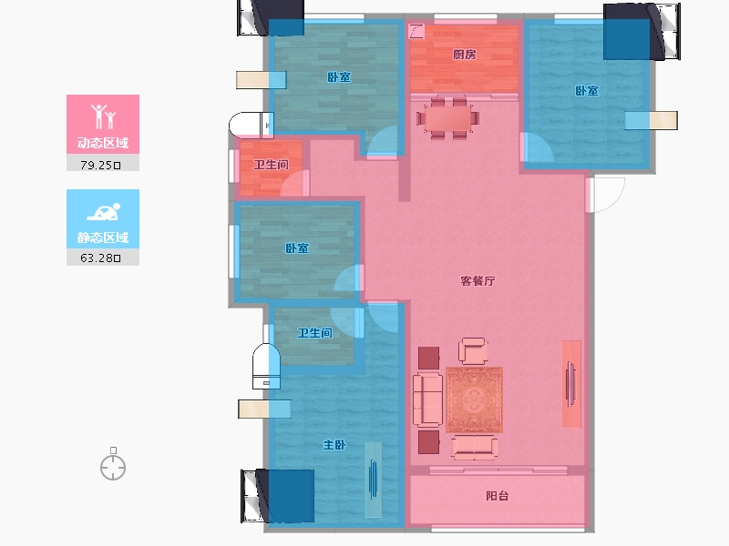 甘肃省-庆阳市-澳恺华府-126.92-户型库-动静分区