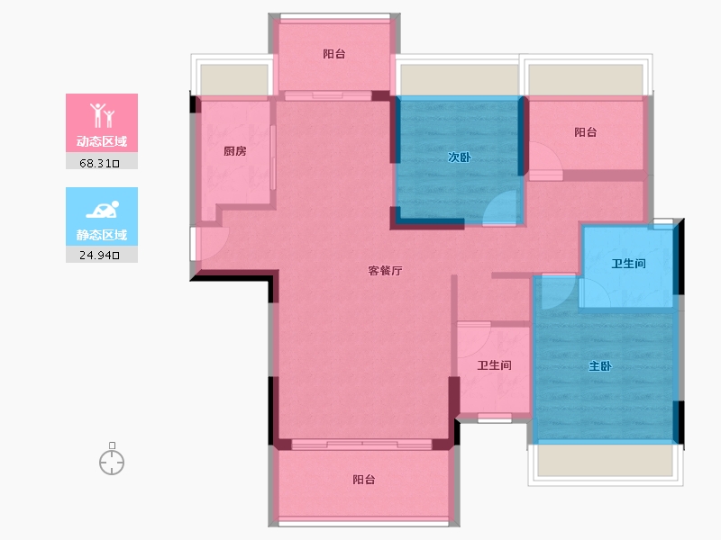 广东省-江门市-东方御璟苑-83.49-户型库-动静分区