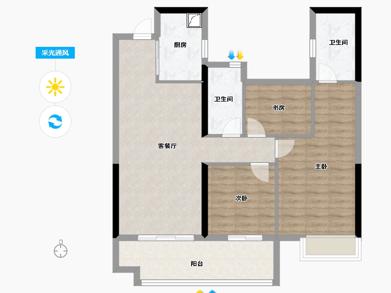 福建省-三明市-金澜湾三期-83.20-户型库-采光通风