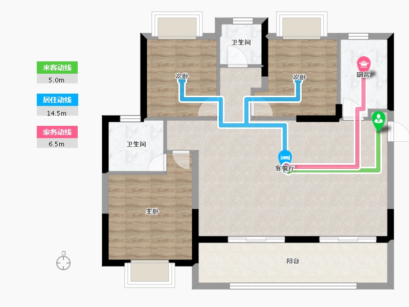 湖南省-郴州市-恒嘉月伴湾-91.28-户型库-动静线