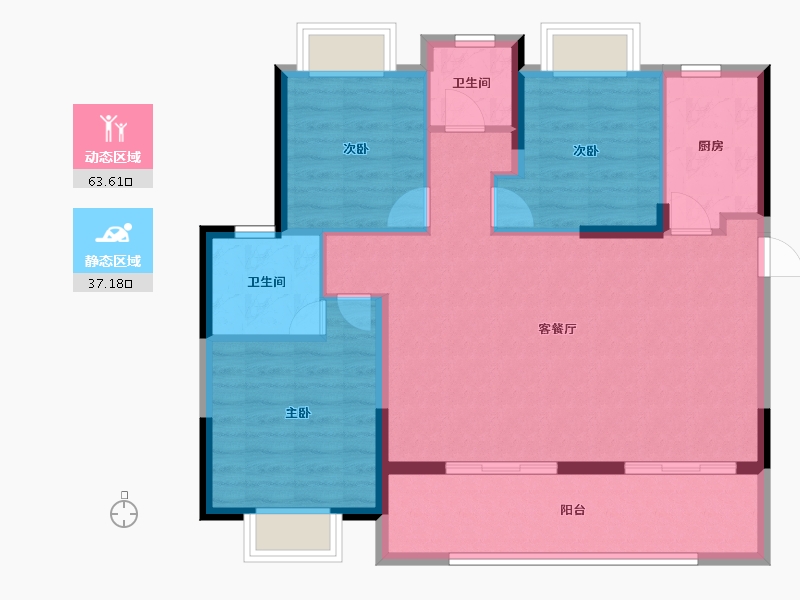 湖南省-郴州市-恒嘉月伴湾-91.28-户型库-动静分区