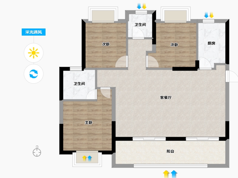 湖南省-郴州市-恒嘉月伴湾-91.28-户型库-采光通风