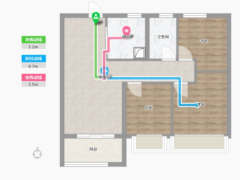 江苏省-南京市-紫樾府-66.73-户型库-动静线