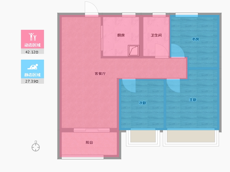 江苏省-南京市-紫樾府-66.73-户型库-动静分区