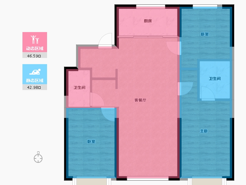 辽宁省-抚顺市-建荣皇家海岸-80.65-户型库-动静分区