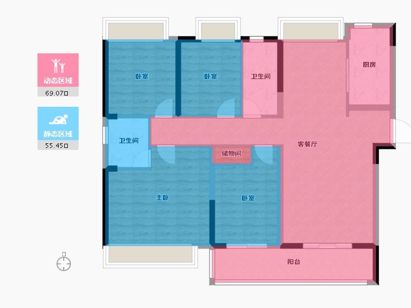 湖南省-湘潭市-湘江富力城-111.95-户型库-动静分区