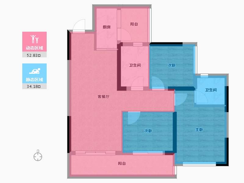 四川省-内江市-隆城锦翠三期博苑-77.35-户型库-动静分区