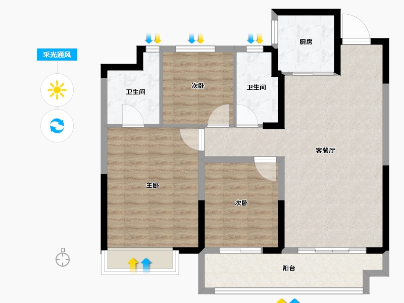 山东省-淄博市-中梁星海云著-92.00-户型库-采光通风