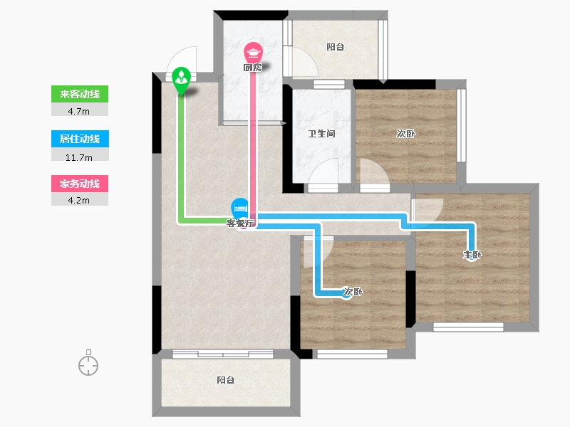 四川省-内江市-隆城锦翠三期博苑-65.88-户型库-动静线