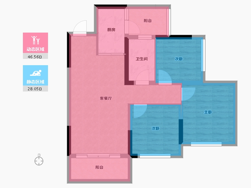 四川省-内江市-隆城锦翠三期博苑-65.88-户型库-动静分区