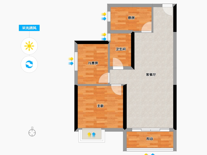 福建省-三明市-碧桂园-62.26-户型库-采光通风