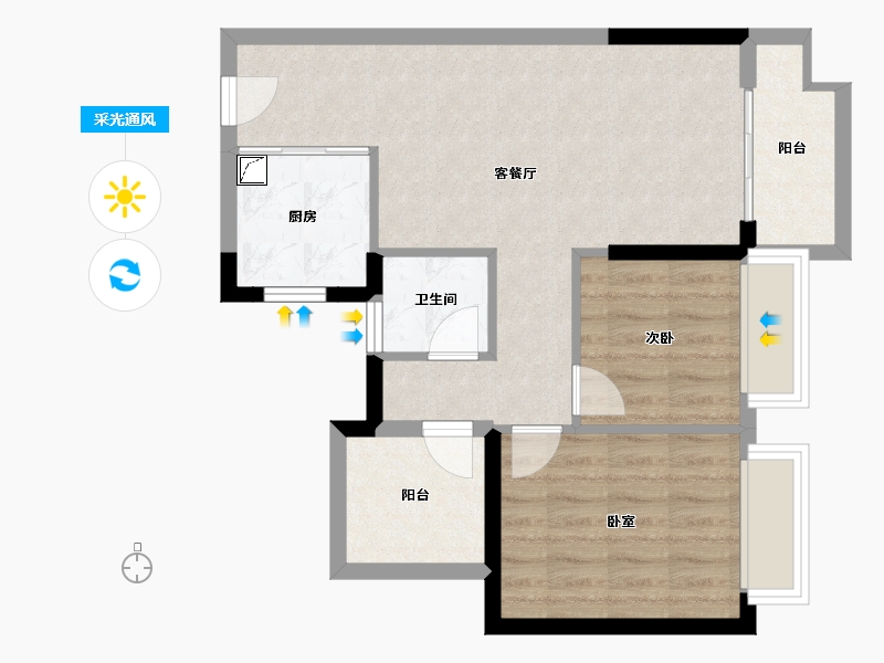 广东省-江门市-融创御府-61.13-户型库-采光通风