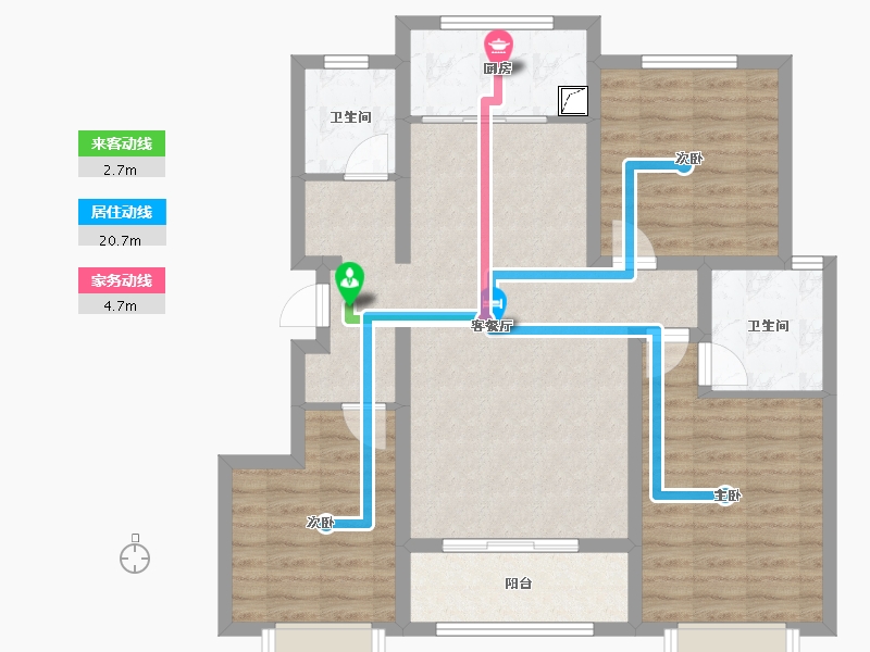 陕西省-咸阳市-冠宇华府-90.48-户型库-动静线