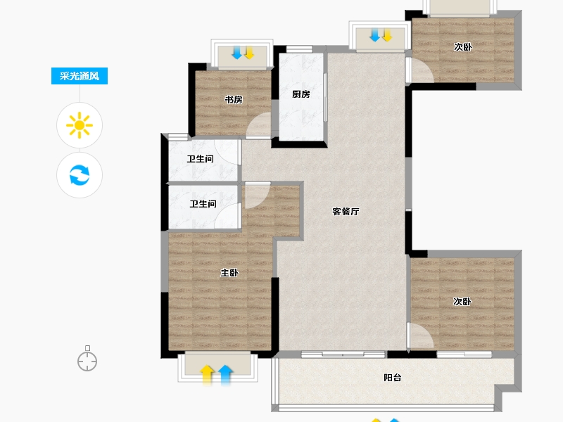 江苏省-盐城市-​碧桂园翡翠湾-112.00-户型库-采光通风