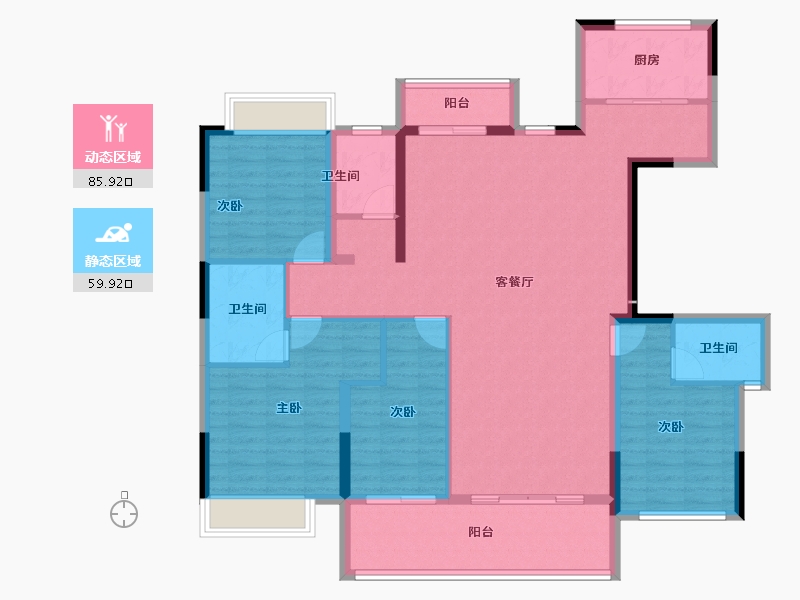 江西省-宜春市-明珠前湖院子-132.07-户型库-动静分区