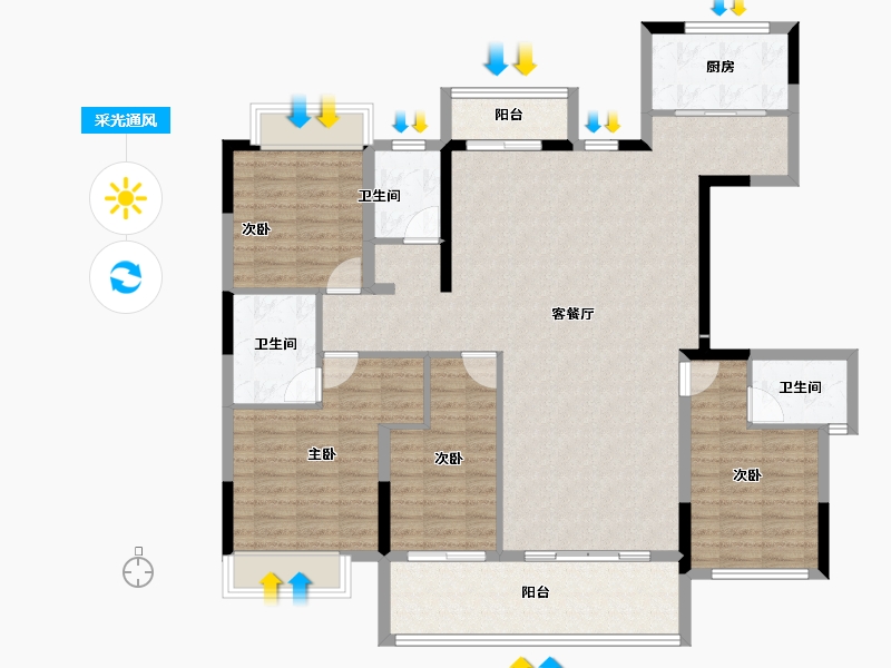 江西省-宜春市-明珠前湖院子-132.07-户型库-采光通风