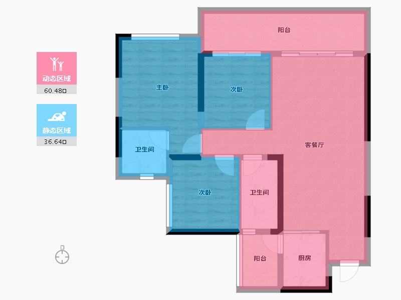 四川省-内江市-隆城锦翠三期博苑-87.11-户型库-动静分区