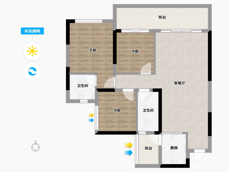 四川省-内江市-隆城锦翠三期博苑-87.11-户型库-采光通风