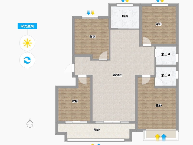 河南省-濮阳市-正东凯旋城2期-111.05-户型库-采光通风