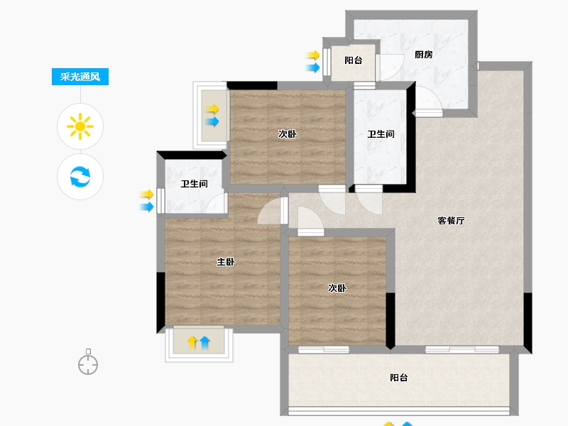 四川省-遂宁市-煦阳幸福里-114.34-户型库-采光通风