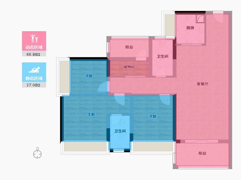 广东省-清远市-碧桂园天著-92.01-户型库-动静分区