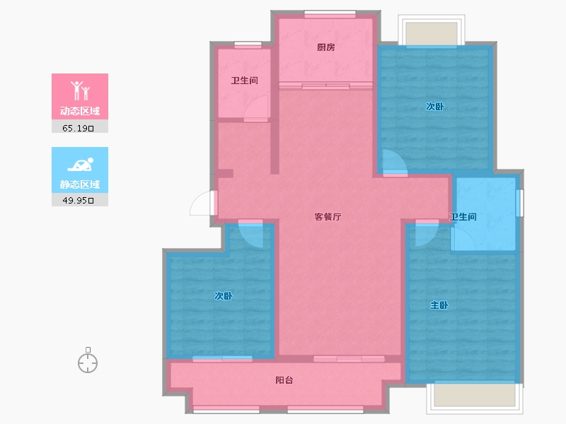 河南省-濮阳市-正东凯旋城2期-102.95-户型库-动静分区