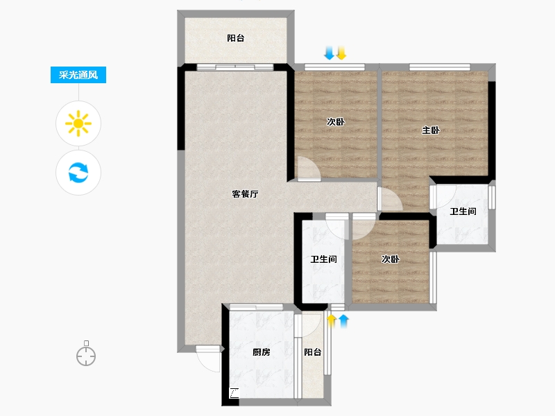 四川省-宜宾市-鸿山翡丽-89.42-户型库-采光通风