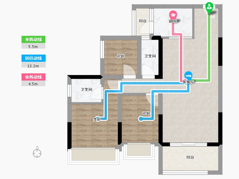 广东省-江门市-丽日·宏都华庭-69.30-户型库-动静线