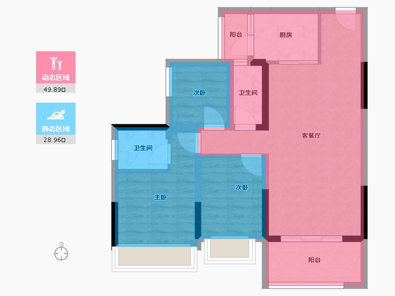 广东省-江门市-丽日·宏都华庭-69.30-户型库-动静分区