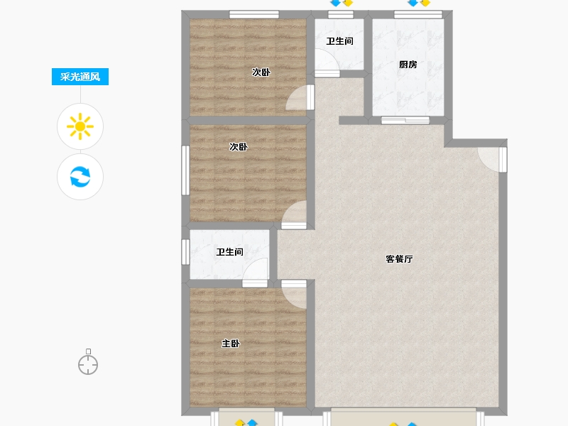 河北省-保定市-方仕·翰乐轩-104.72-户型库-采光通风